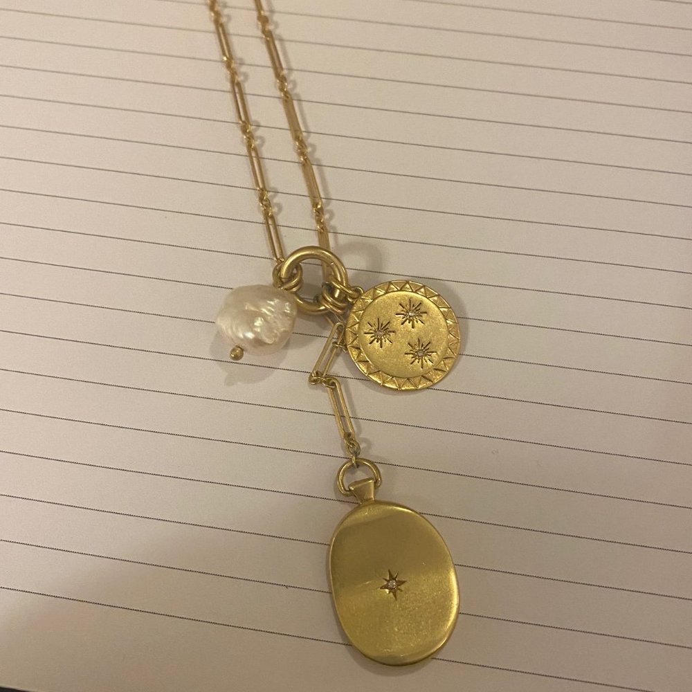 Madewell Genuine Freshwater Pearl Charm Y-Necklace